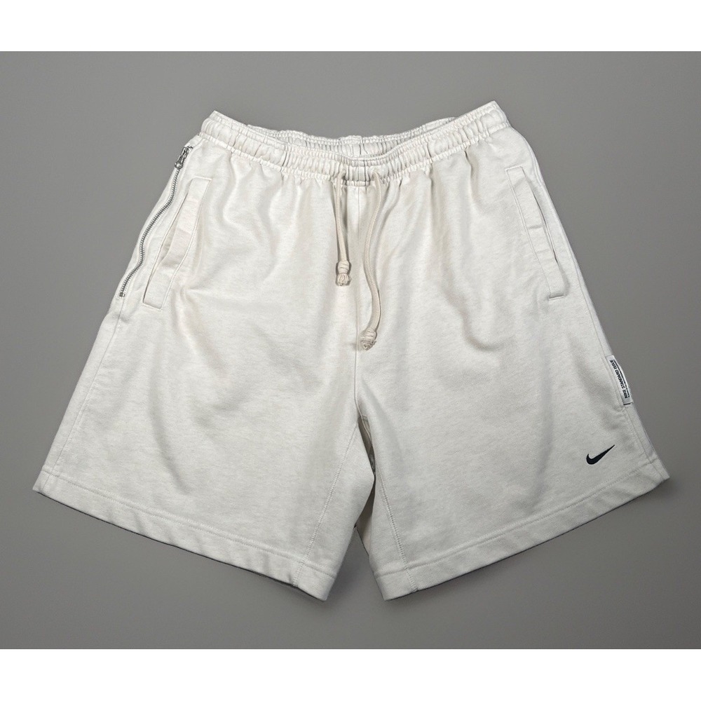 Nike Standard Issue French Terry Sweat Shorts Mens Large Beige Cream Zip DQ5712